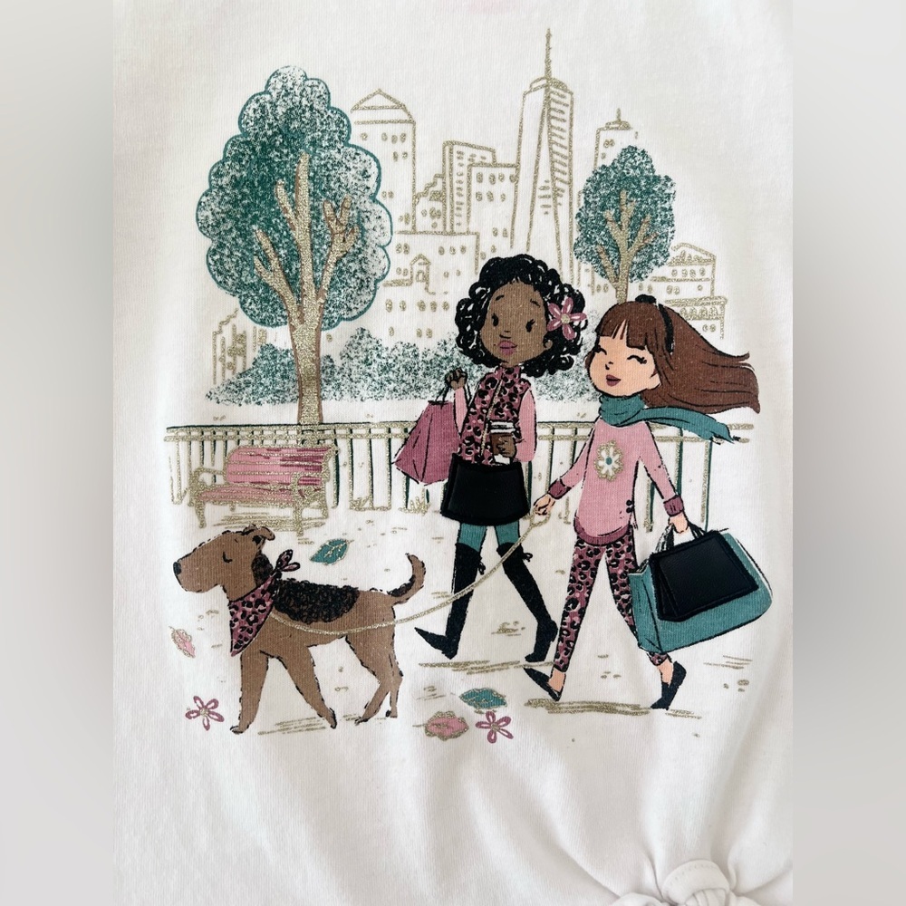 Isaac Mizrahi Kids' White Long Sleeve Tee with City Girls Graphic | Girl S (5/6) - Picture 2 of 9